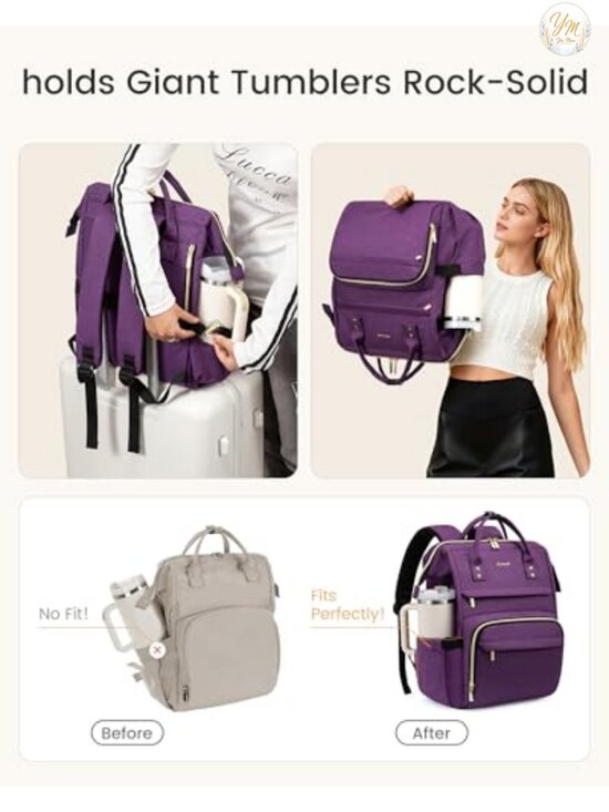 Waterproof Laptop Backpack for Women with Cup Holder, 15.6 Inch, Travel Work main image 4